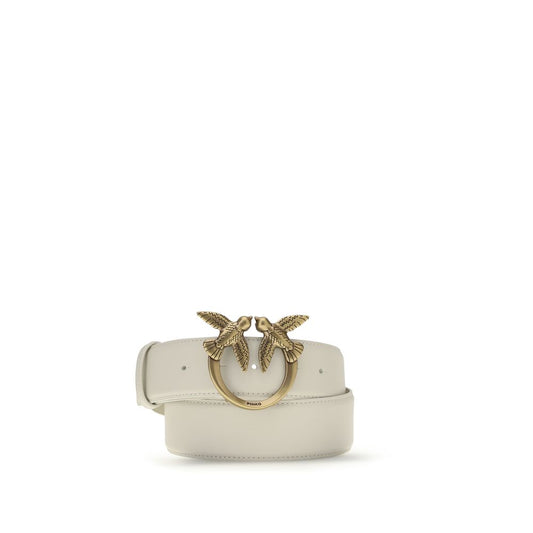 PINKO White Calf Leather Bos Taurus Regular Belt - ClickThatClicks 