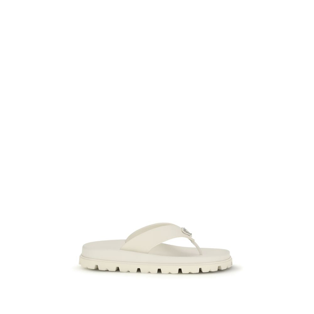 Prada White Rubber Flip-Flop Sandals - ClickThatClicks 