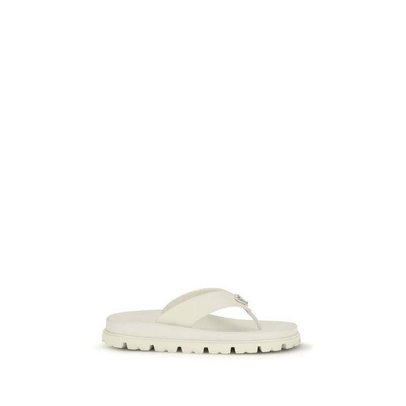 Prada White Rubber Flip-Flop Sandals - ClickThatClicks 
