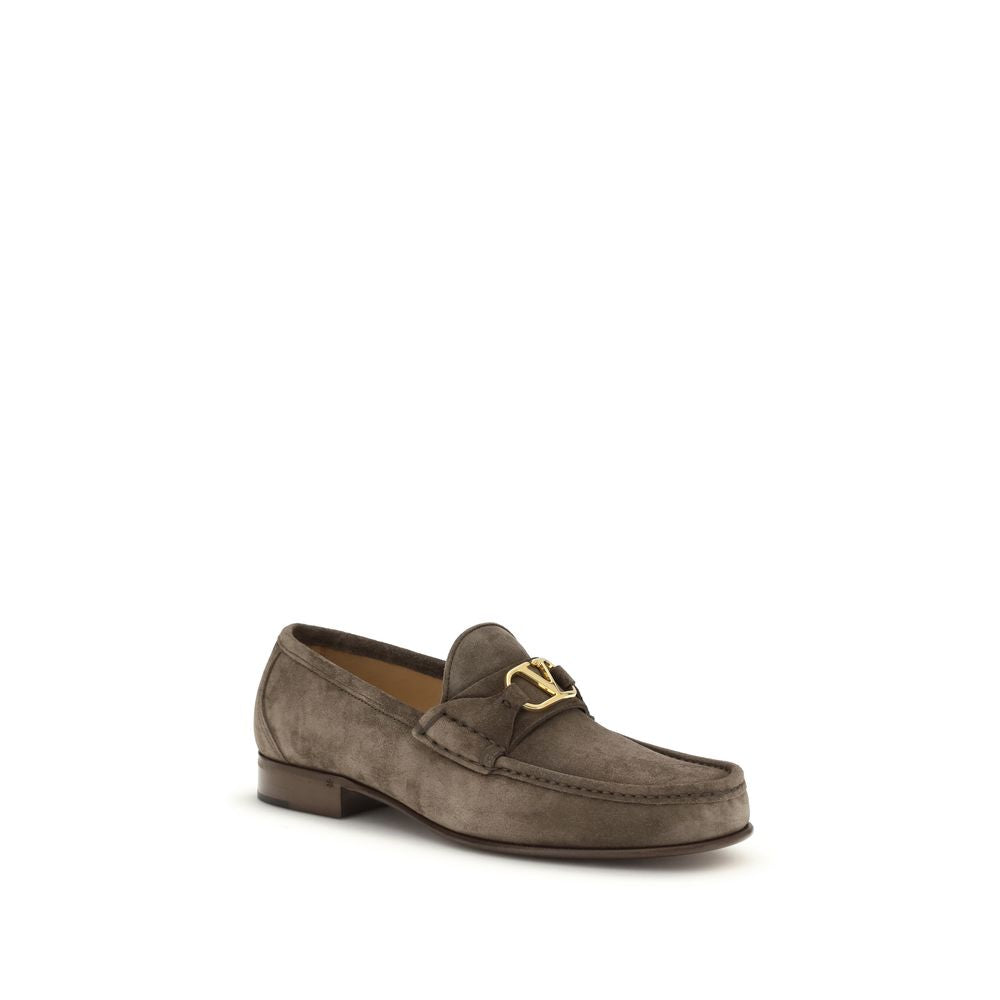 Valentino Garavani Brown Calf Leather Bos Taurus Slip-On Loafers - ClickThatClicks 
