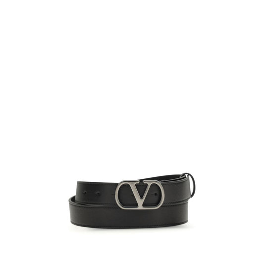 Valentino Garavani Black Calf Leather Bos Taurus Regular Belt - ClickThatClicks 