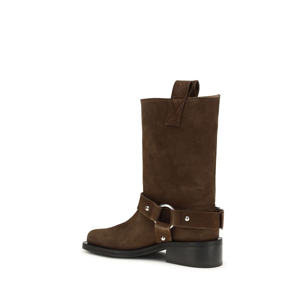 Ganni Brown Calf Leather Bos Taurus Lace-Up Boots - ClickThatClicks 