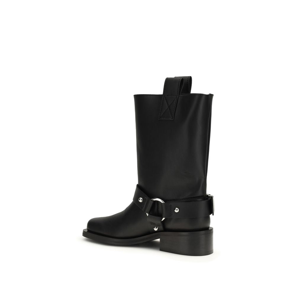Ganni Black Calf Leather Bos Taurus Lace-Up Boots - ClickThatClicks 
