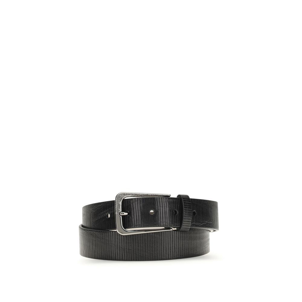 Brunello Cucinelli Black Calf Leather Bos Taurus Regular Belt - ClickThatClicks 