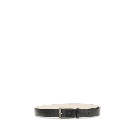 Brunello Cucinelli Black Calf Leather Bos Taurus Regular Belt - ClickThatClicks 