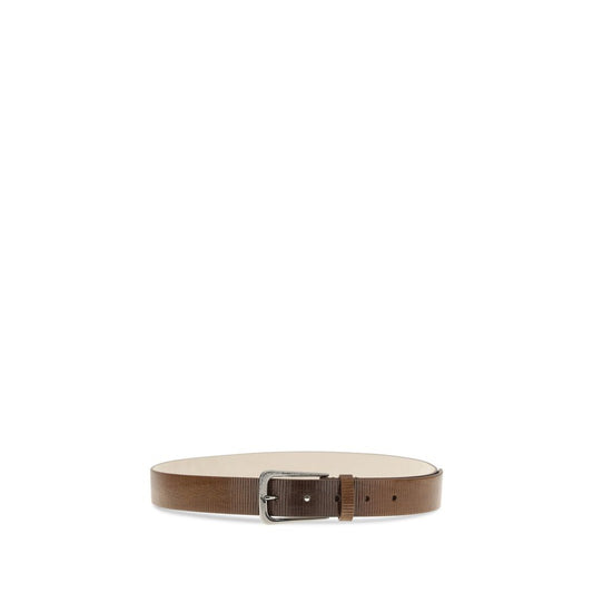 Brunello Cucinelli Brown Calf Leather Bos Taurus Regular Belt - ClickThatClicks 