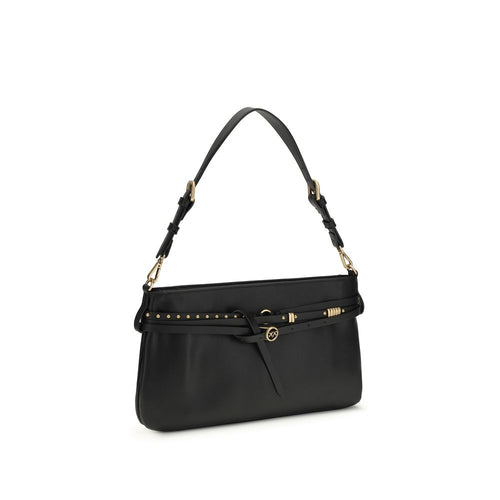PINKO Black Calf Leather Bos Taurus Shoulder Bag - ClickThatClicks 