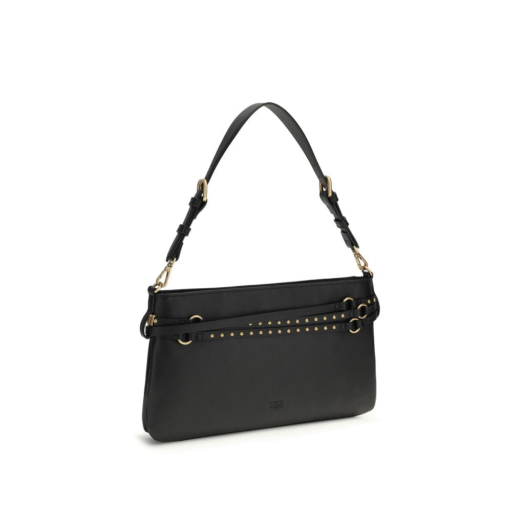 PINKO Black Calf Leather Bos Taurus Shoulder Bag - ClickThatClicks 