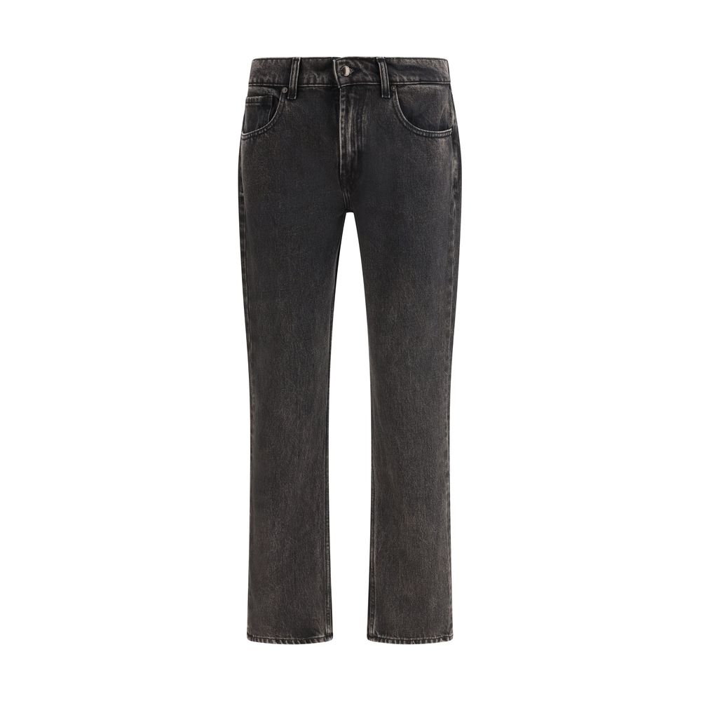 7FOR Black Cotton Straight-Leg Jeans - ClickThatClicks 