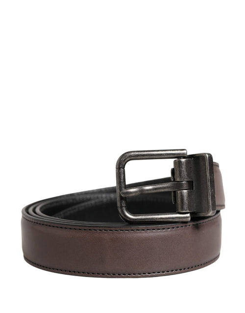 Dolce & Gabbana Men Brown Classic Leather Metal Buckle Belt - ClickThatClicks 