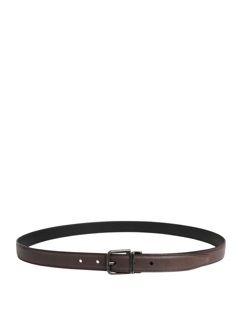 Dolce & Gabbana Men Brown Classic Leather Metal Buckle Belt - ClickThatClicks 