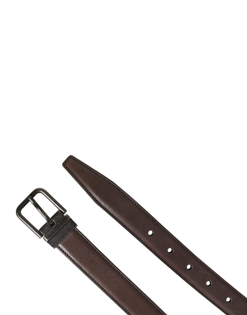 Dolce & Gabbana Men Brown Classic Leather Metal Buckle Belt - ClickThatClicks 