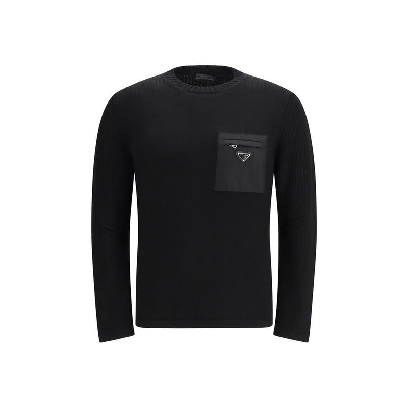 Prada Black Fleece Wool Sweatshirt - ClickThatClicks 