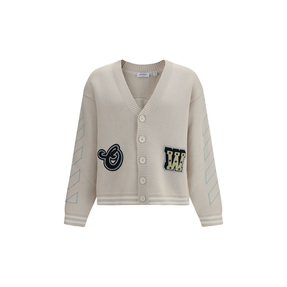 Off-White Beige Cotton Cardigan - ClickThatClicks 