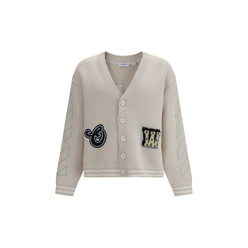 Off-White Beige Cotton Cardigan - ClickThatClicks 