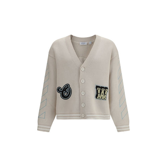 Off-White Beige Cotton Cardigan - ClickThatClicks 
