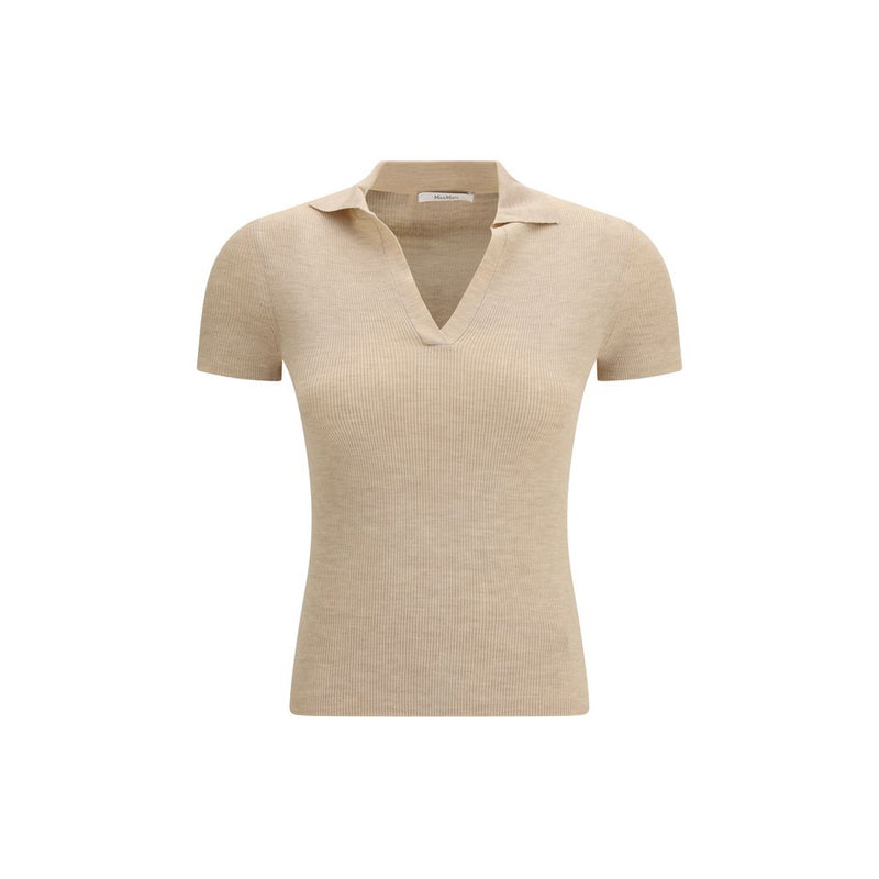 Max Mara Beige Fleece Wool Polo Shirt - ClickThatClicks 