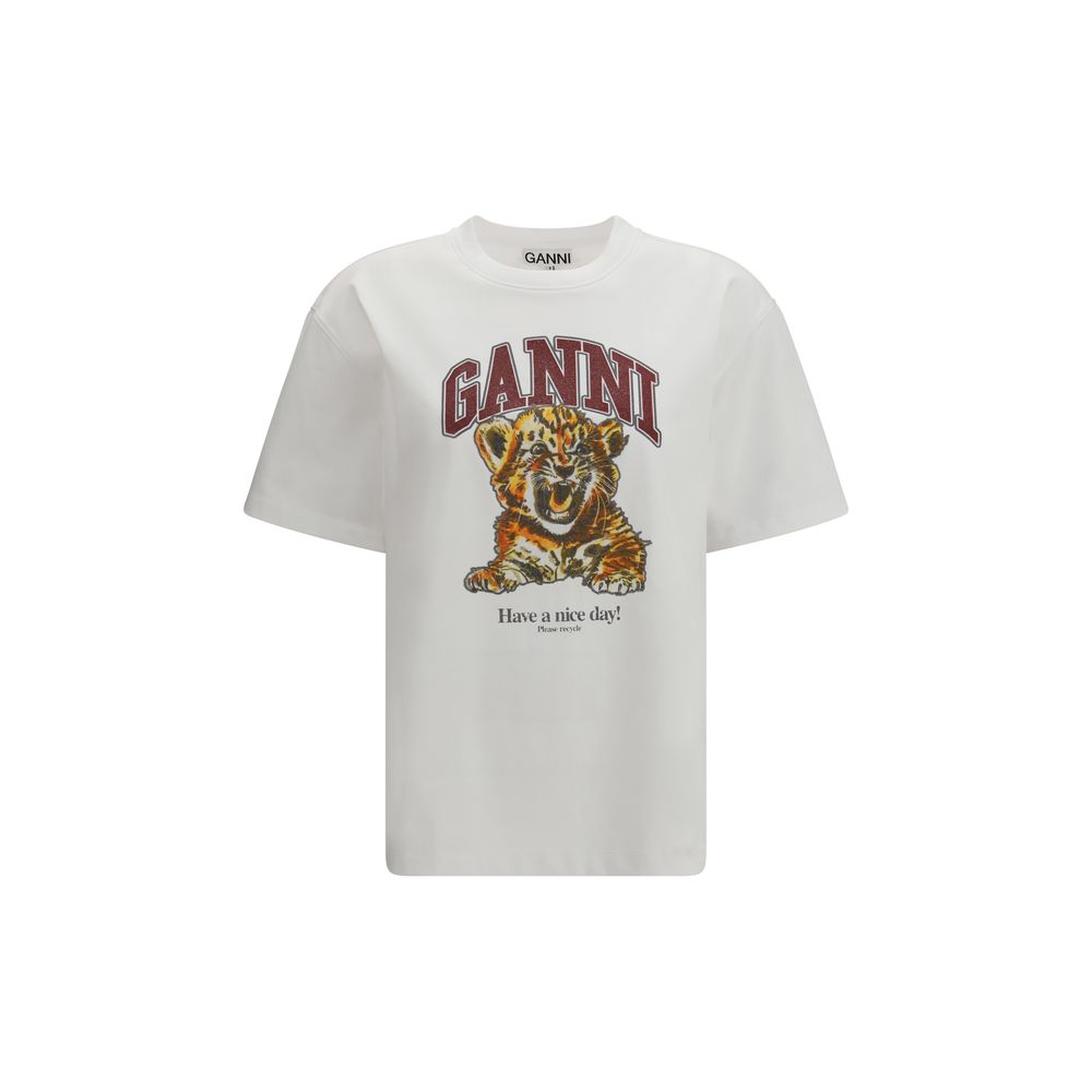 Ganni White Cotton T-Shirt - ClickThatClicks 