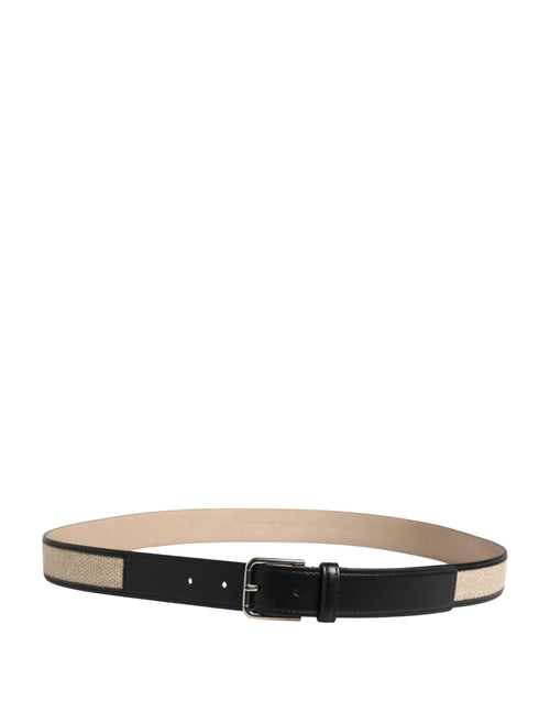 Dolce & Gabbana Men Beige Woven Leather Metal Buckle Belt - ClickThatClicks 