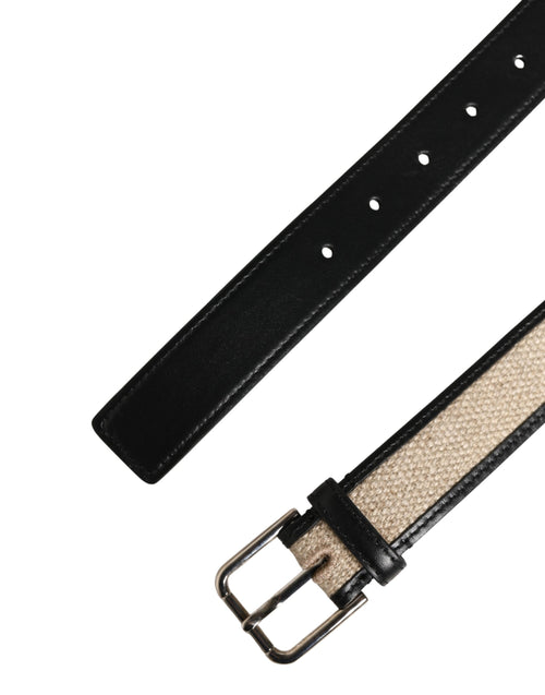 Dolce & Gabbana Men Beige Woven Leather Metal Buckle Belt - ClickThatClicks 