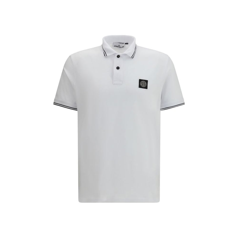 Stone Island White Cotton Polo Shirt