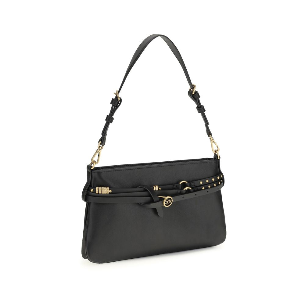 PINKO Black Calf Leather Bos Taurus Shoulder Bag - ClickThatClicks 