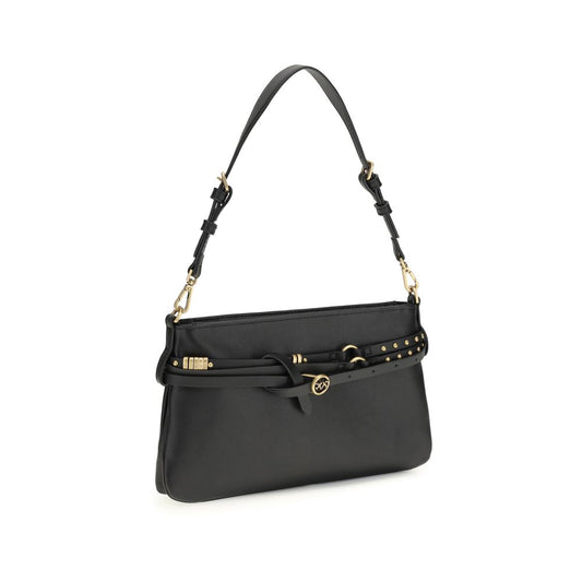 PINKO Black Calf Leather Bos Taurus Shoulder Bag - ClickThatClicks 