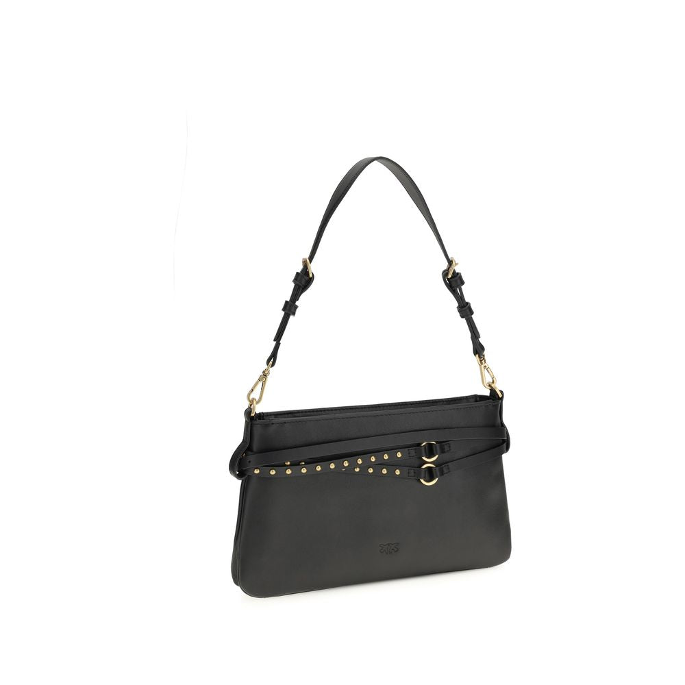 PINKO Black Calf Leather Bos Taurus Shoulder Bag - ClickThatClicks 