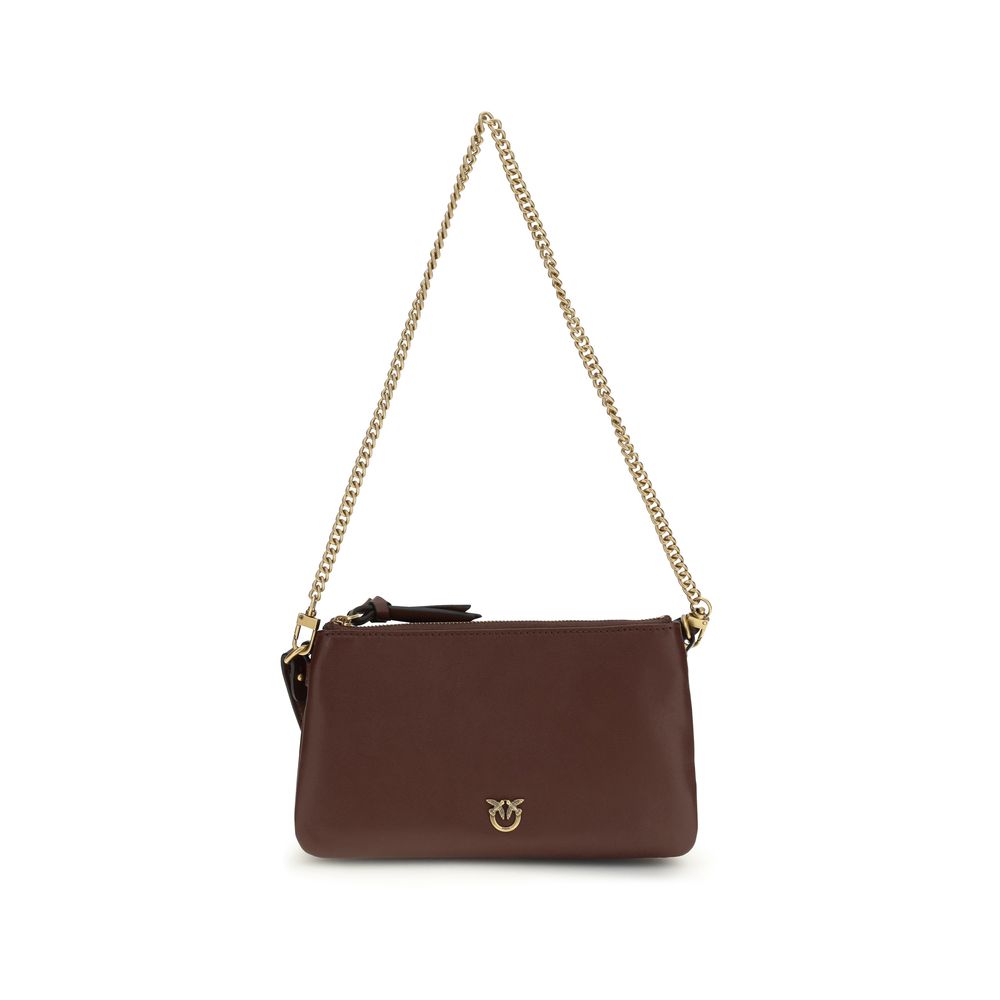 PINKO Brown Calf Leather Bos Taurus Shoulder Bag - ClickThatClicks 