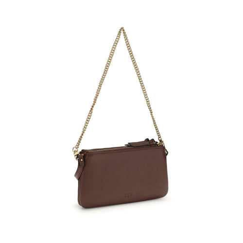 PINKO Brown Calf Leather Bos Taurus Shoulder Bag - ClickThatClicks 
