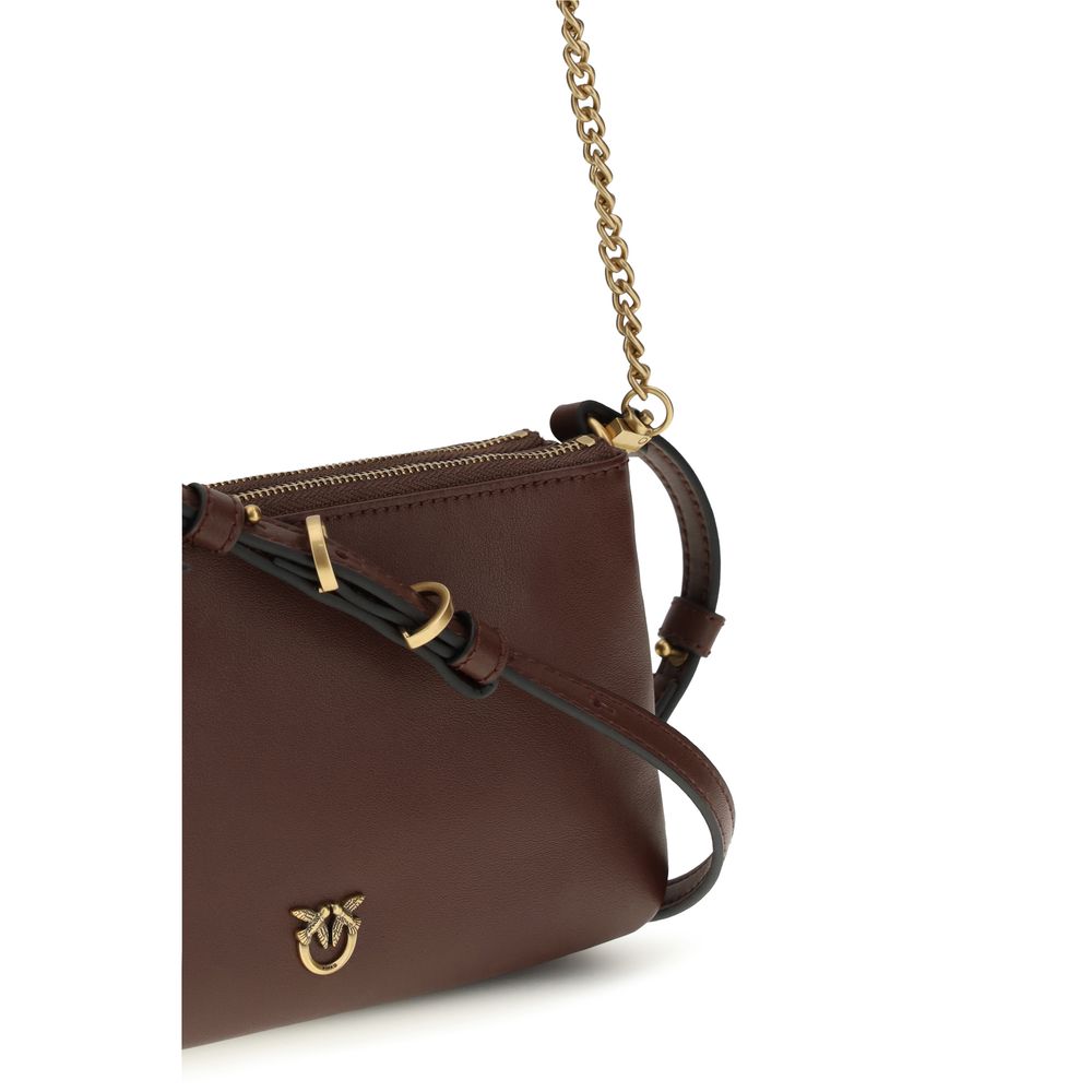 PINKO Brown Calf Leather Bos Taurus Shoulder Bag - ClickThatClicks 