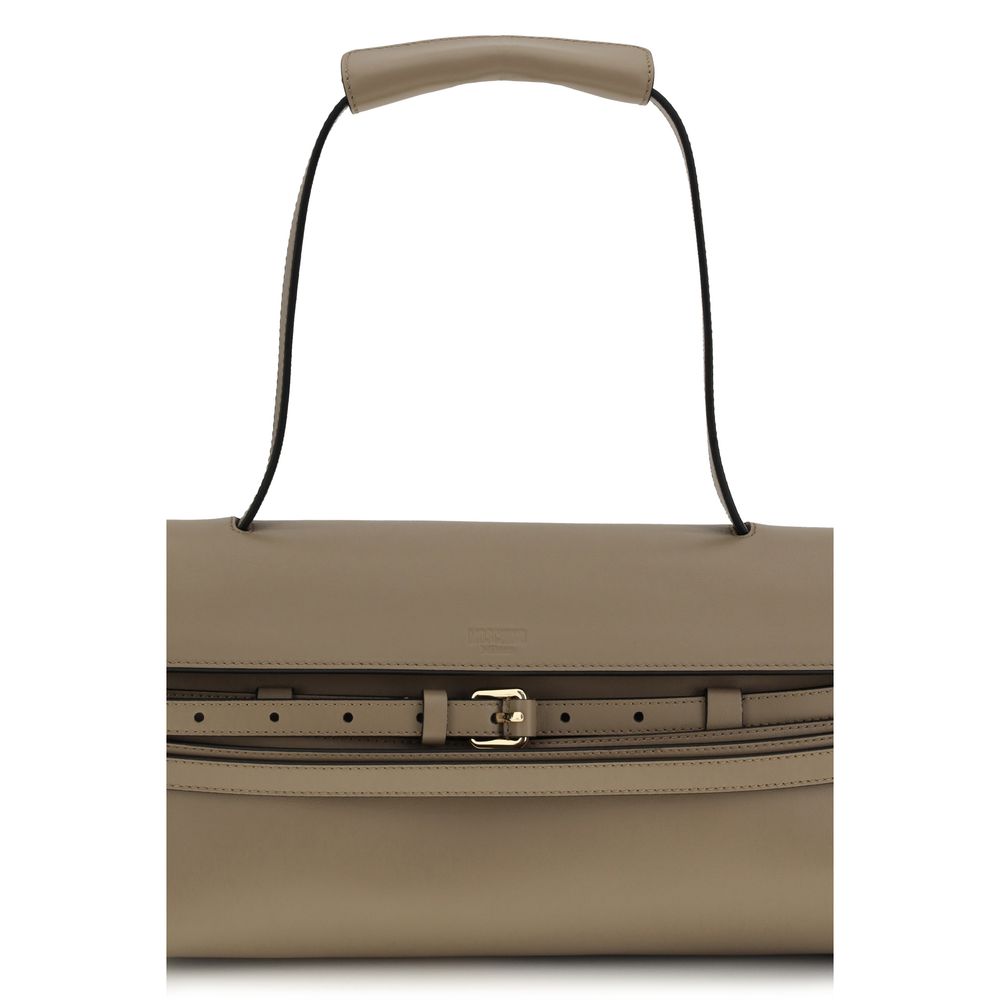 Moschino Beige Calf Leather Bos Taurus Shoulder Bag - ClickThatClicks 