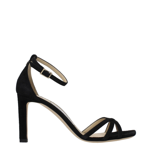 Jimmy Choo Black Leather Stiletto Heel Sandals - ClickThatClicks 