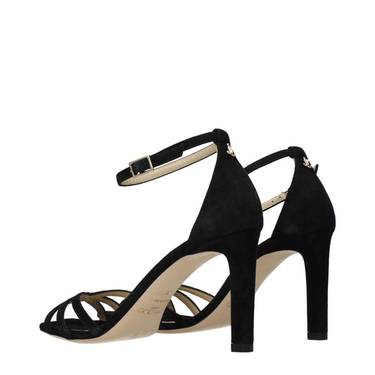 Jimmy Choo Black Leather Stiletto Heel Sandals - ClickThatClicks 
