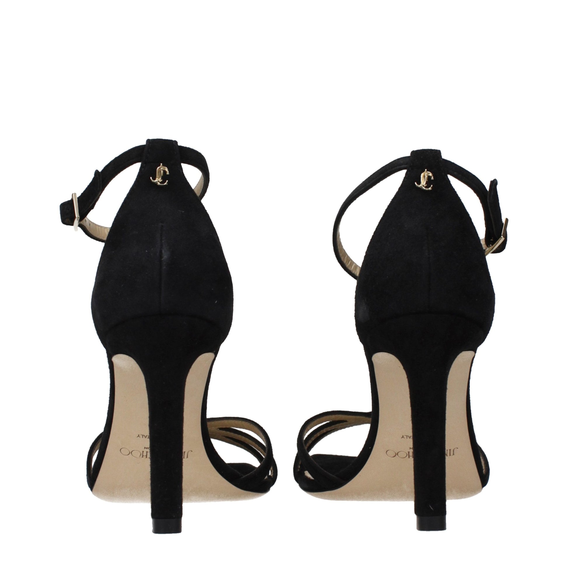 Jimmy Choo Black Leather Stiletto Heel Sandals - ClickThatClicks 
