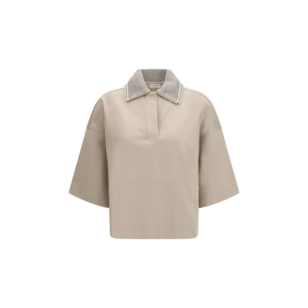 Brunello Cucinelli Beige Cotton Polo Shirt - ClickThatClicks 