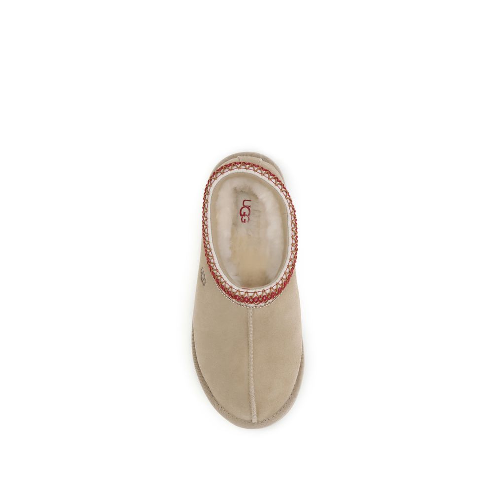 UGG Beige Calf Leather Bos Taurus Mules - ClickThatClicks 