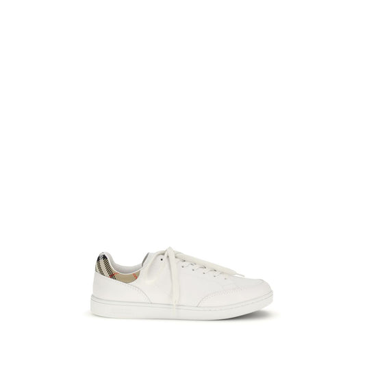 Burberry White Calf Leather Bos Taurus Low Top Sneakers - ClickThatClicks 