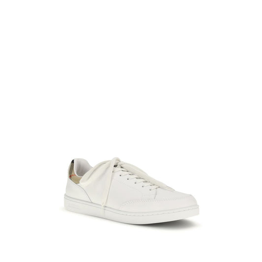 Burberry White Calf Leather Bos Taurus Low Top Sneakers - ClickThatClicks 