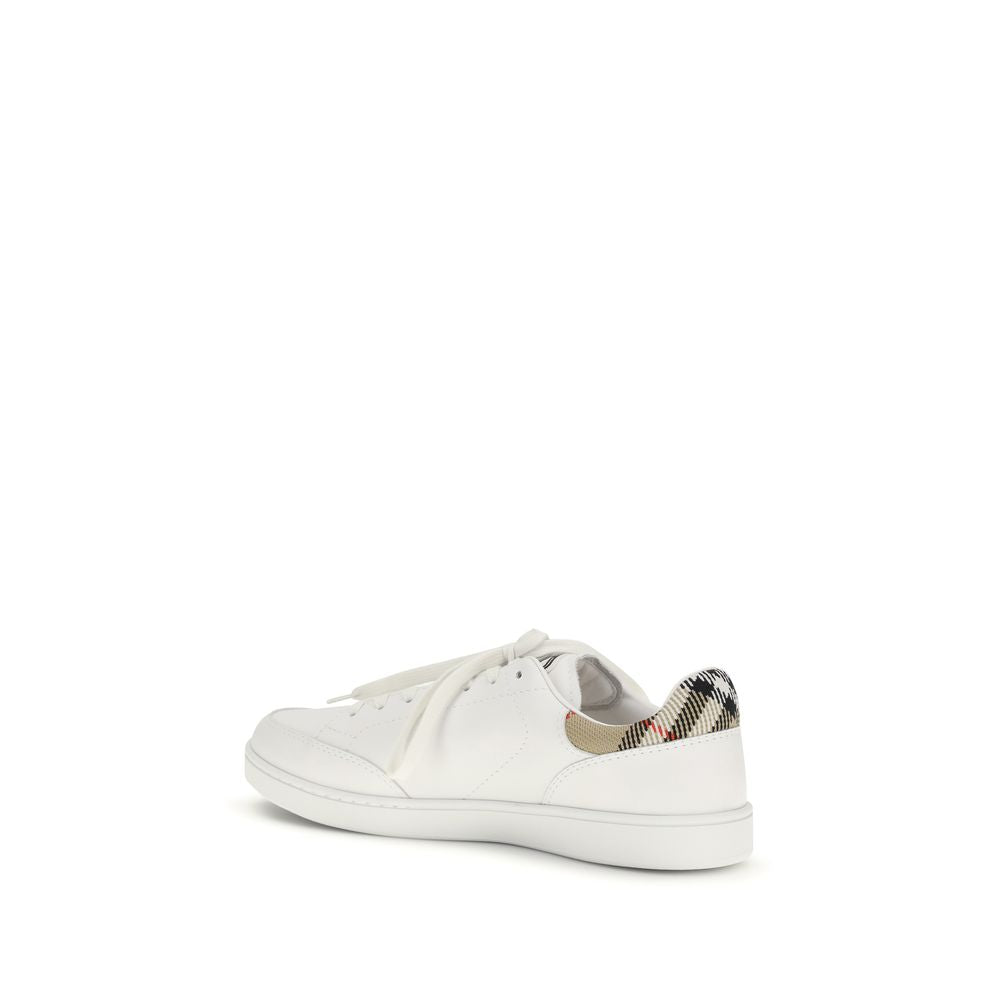 Burberry White Calf Leather Bos Taurus Low Top Sneakers - ClickThatClicks 