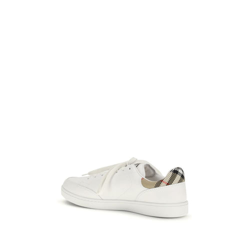 Burberry White Calf Leather Bos Taurus Low Top Sneakers - ClickThatClicks 