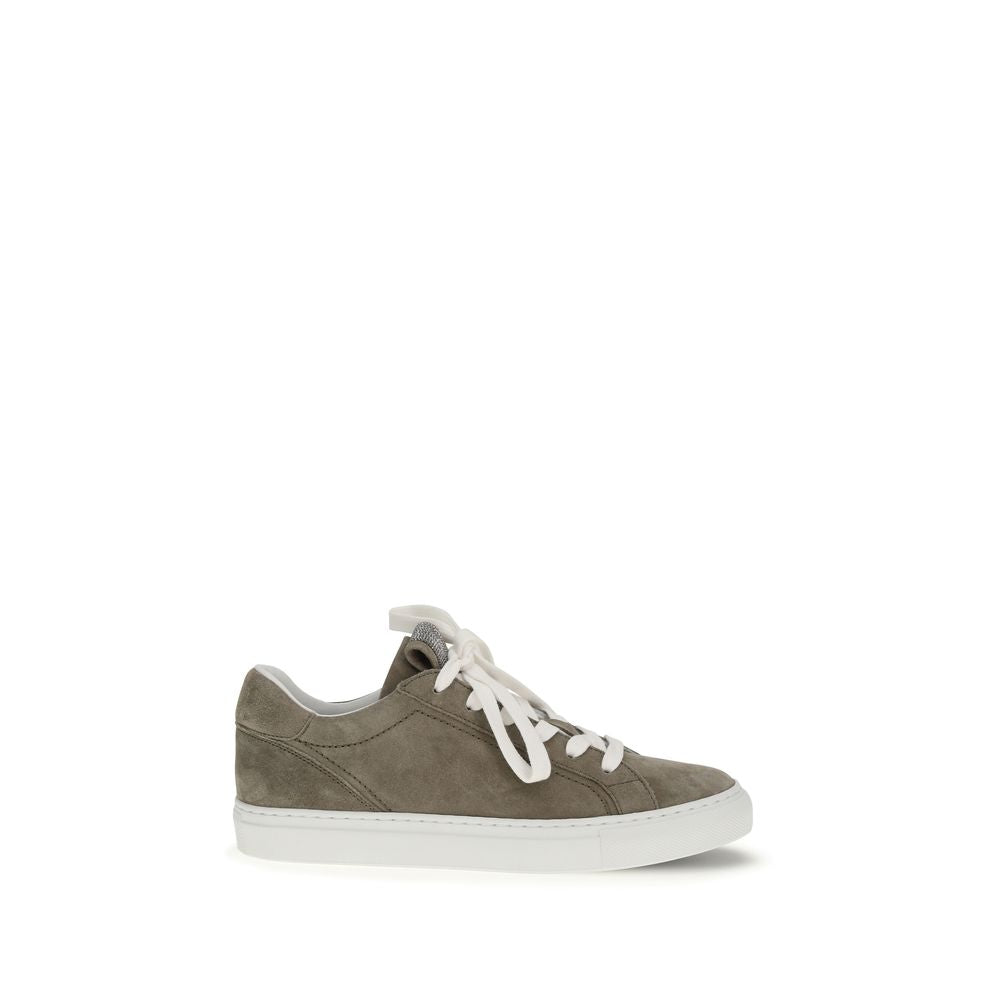 Brunello Cucinelli Gray Calf Leather Bos Taurus Sneakers - ClickThatClicks 