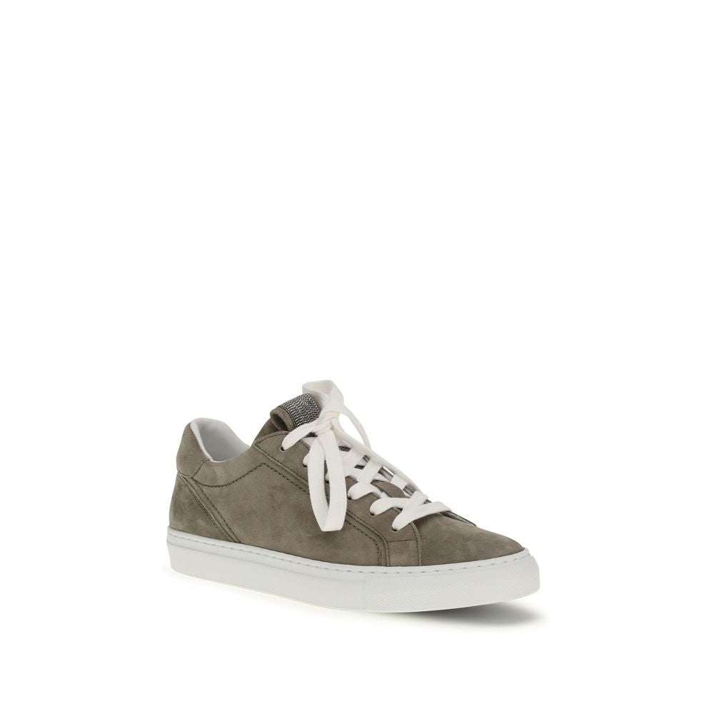 Brunello Cucinelli Gray Calf Leather Bos Taurus Sneakers - ClickThatClicks 