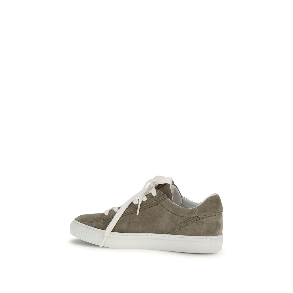 Brunello Cucinelli Gray Calf Leather Bos Taurus Sneakers - ClickThatClicks 