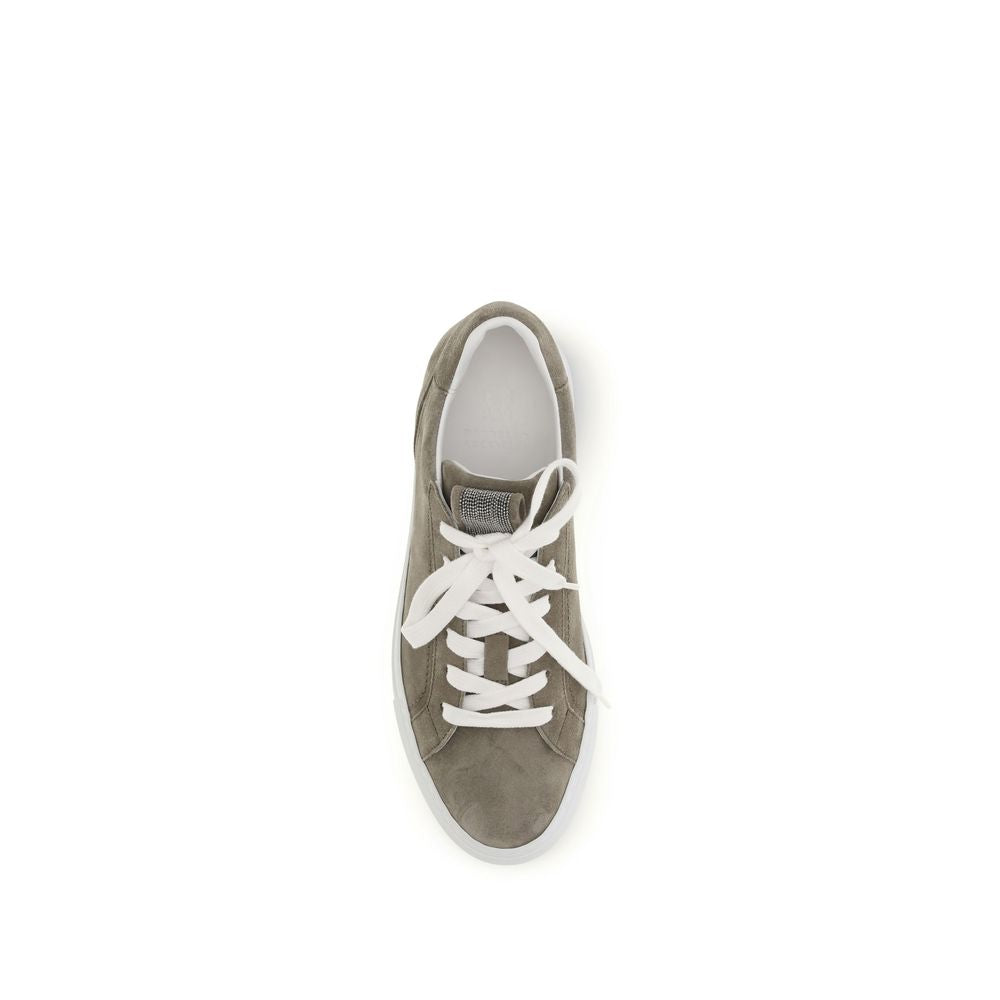 Brunello Cucinelli Gray Calf Leather Bos Taurus Sneakers - ClickThatClicks 