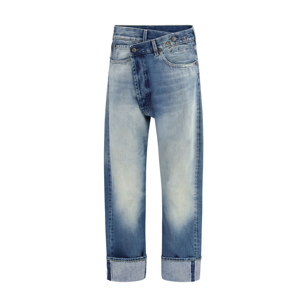 R13 Blue Cotton Straight-Leg Jeans - ClickThatClicks 