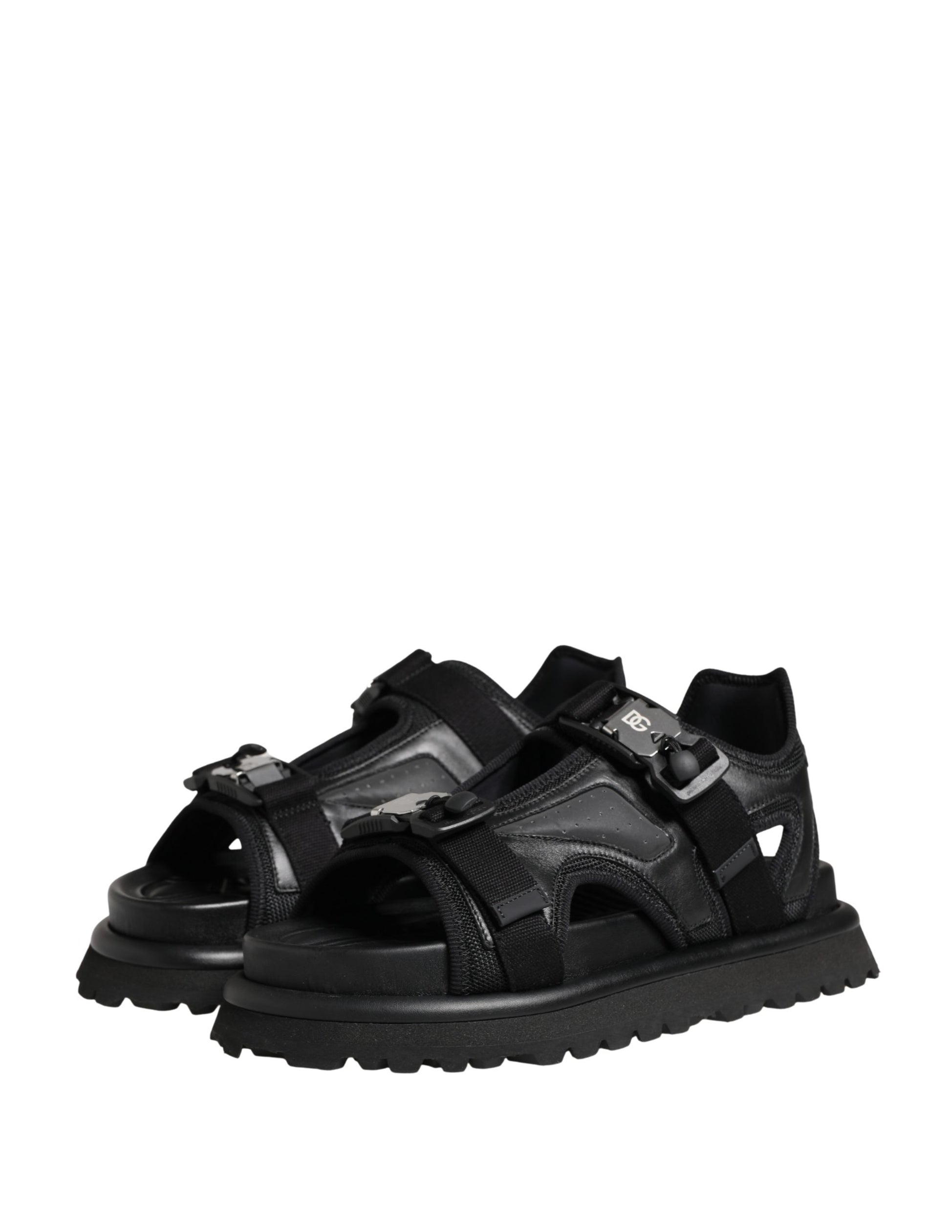 Dolce & Gabbana Black Logo Detailed Men Chunky Sandals Shoes - ClickThatClicks 
