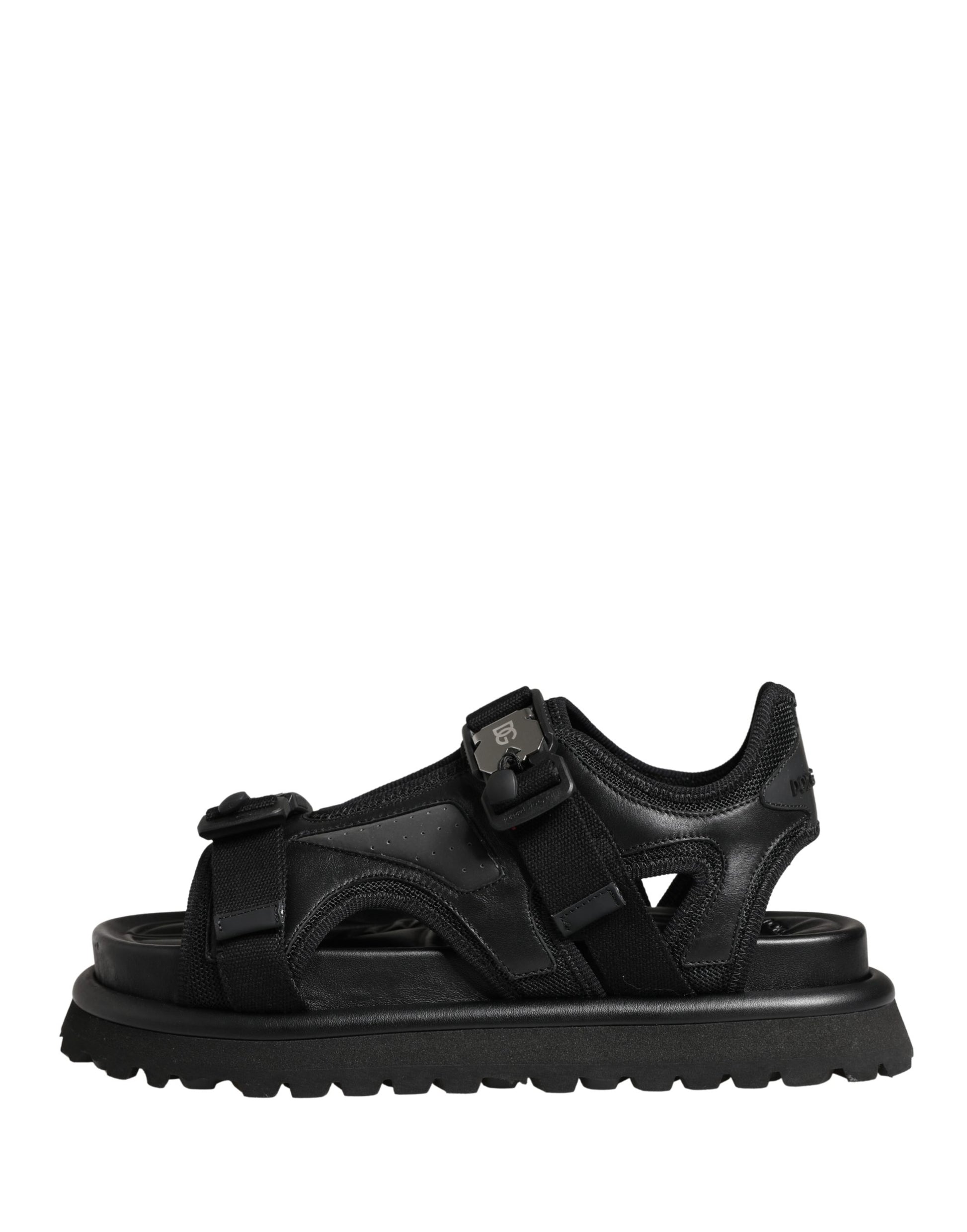 Dolce & Gabbana Black Logo Detailed Men Chunky Sandals Shoes - ClickThatClicks 