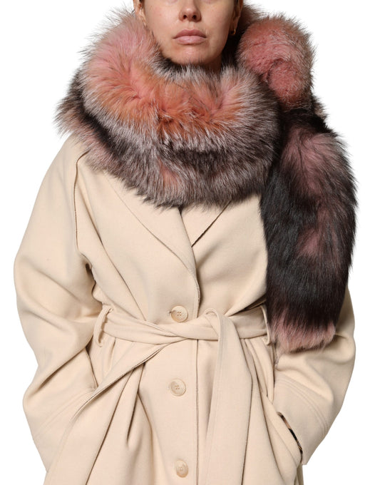 Dolce & Gabbana Pink Frost Fox Fur Neck Warmer Winter Scarf - ClickThatClicks 