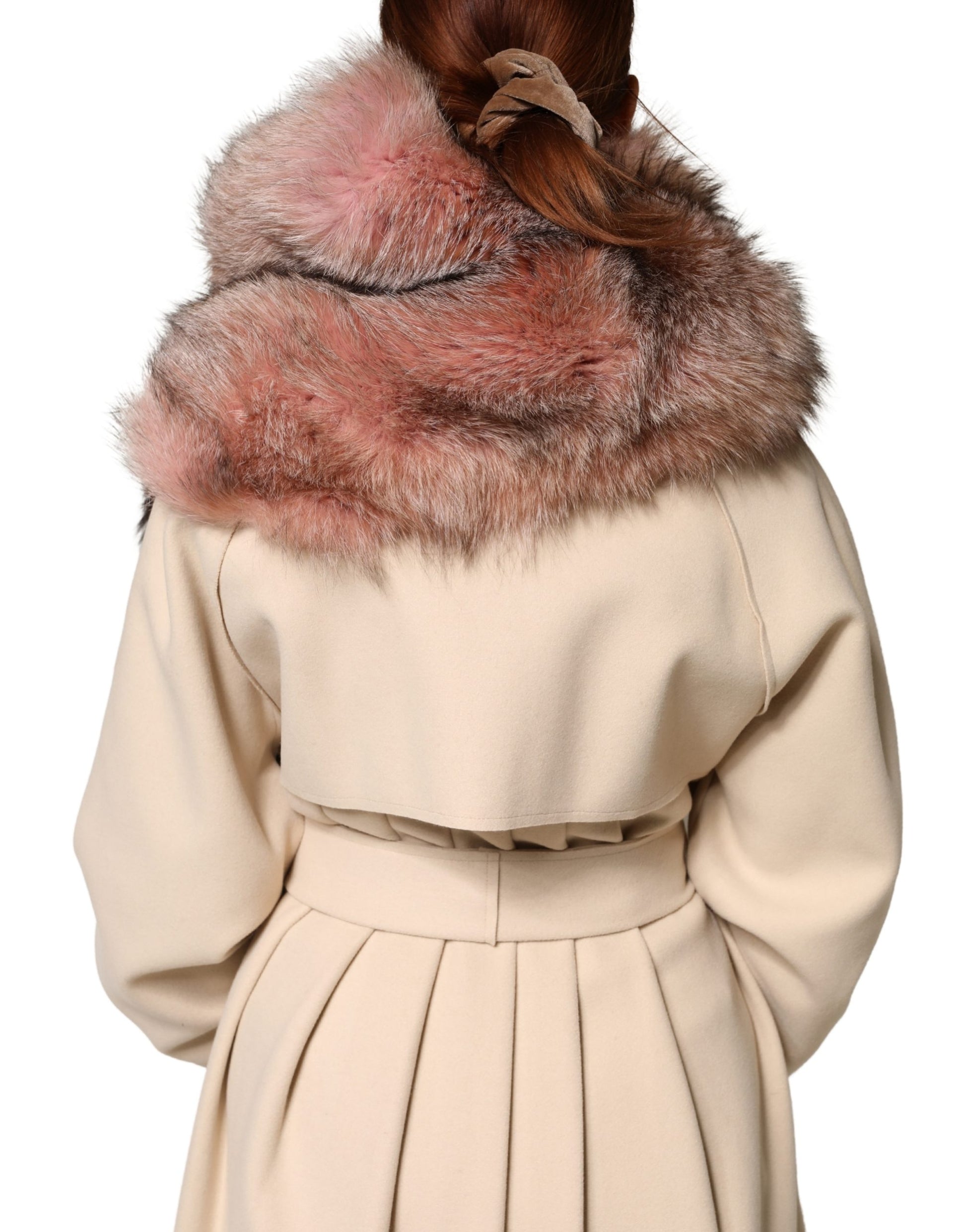 Dolce & Gabbana Pink Frost Fox Fur Neck Warmer Winter Scarf - ClickThatClicks 
